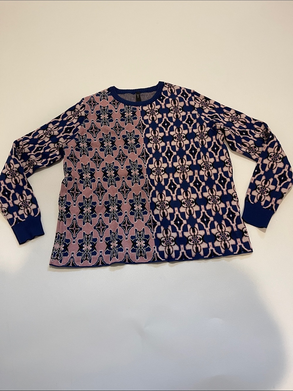 YAS Yasaylin LS Knit Pullover FT Geometric Crewneck Sweater